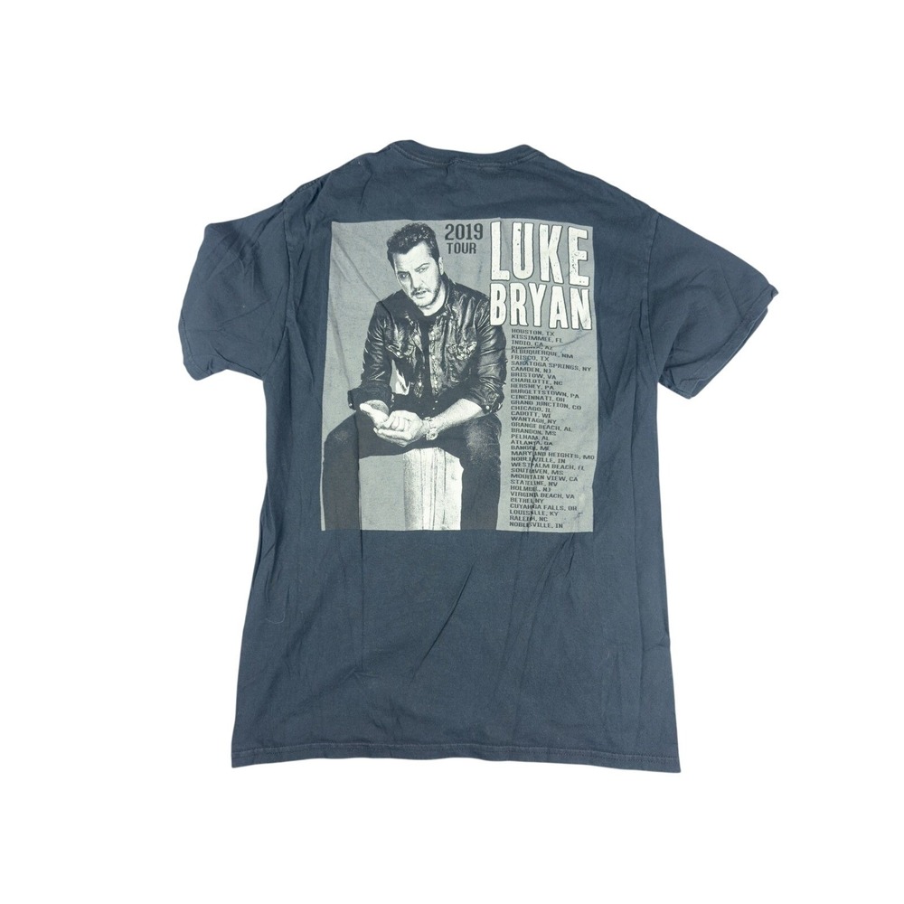 Luke Bryan 2019 Tour Shirt Mens Medium Gray Cotton Graphic Tee Country Music